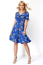 Load image into Gallery viewer, Roman Originals Women Fit & Flare Skater Dress Ladies Stretch Jersey Casual Summer Autumn Winter Party Beach Cruise Holiday V-Neck Knee Length - Royal Blue - Size 16