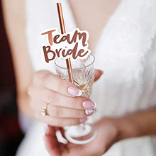Load image into Gallery viewer, Bachelorette Straws,Hen Party Cocktail Straws,Team Bride Drinking Straws,20Pcs Rose Gold Paper Straw,Bridal Shower Paper Straws,Disposable Straws,100% Biodegradable,Plastic-Free,Eco-Friendly,Durable