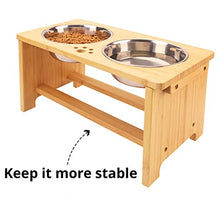 Load image into Gallery viewer, Raised Dog Bowls for Large Dogs, Elevated Dog Bowls Double, Bamboo Dog Food Bowl with 2 Stainless Steel by Nothing burger