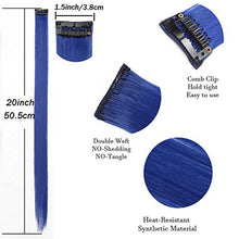 Load image into Gallery viewer, 10Pcs Colored Clip in Hair Extensions 20 Inch Colorful Hair Extension for Girls Women Kids Rainbow Multi-Colors Party Highlights Synthetic Hairpieces Long Wavy Curly - Dark Blue