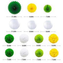 Load image into Gallery viewer, Spring Yellow Green Party Decoration Kit Hanging Paper Fans Lanterns Pom Pom Flowers with 3D Butterfly Green Leaves Garland for Birthday Wedding Engagement Baby Shower Theme Party Decorations Supplies