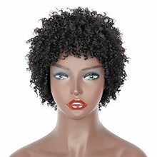 Load image into Gallery viewer, PORSMEER Human Hair Afro Wigs for Black Women Short Kinky Curly Bob Wigs 150% Density 100% Brazilian Real Hair Natural Black (1B)