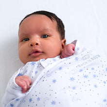 Load image into Gallery viewer, HALO Sleep Sleepsack Swaddle, 1.5 TOG 100% Cotton Swaddle, Newborn Baby Swaddle Blanket, Unisex for Boys and Girls, 0-3 Months, Midnight Moons Blue