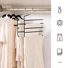 Load image into Gallery viewer, SONGMICS Trousers Hangers, 5-Bar Clothes Hangers, Set of 4, Space-Saving, Open-Ended, Non-Slip Trousers Organisers for Jeans Towels Scarves, Black CRI034B02