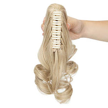 Load image into Gallery viewer, Long Short Claw Ponytail Hair Extension One Piece Cute Clip in on Ponytail Jaw/Claw Synthetic Straight Curly Hairpieces 12" Curly Ash Blonde mix Bleach Blonde