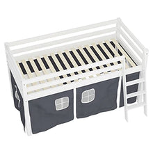 Load image into Gallery viewer, HUIJK Bunk Bed Kids Cabin Bed Frame Mid Sleeper With Play Tent Ladder and SIDE BOOKSHELF Bunk Bed