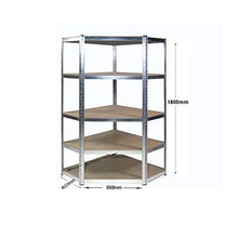 Load image into Gallery viewer, Heavy Duty Corner Galvanised Steel Shelving Garage Racking Unit 175kg per shelf (5 Levels 1800mm H x 900mm/698mm W x 400mm D) + FREE NEXT DAY DELIVERY