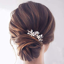 Load image into Gallery viewer, Bride Wedding Pearl Hair Pins Bridal Hair Accessories Silver Hair Piece for Women and Girls 2PCS