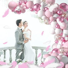 Load image into Gallery viewer, LAISWEE 107Pcs Balloons Arch Kit Party Balloons, Pink, with 200 Pcs Feathers, Ideal for Birthday Party Wedding Decorations