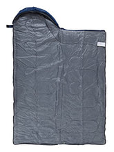 Load image into Gallery viewer, Cross Country Hooded Rectangular Sleeping Bag for Adults & Kids, Warm & Lightweight, 2 Season, for Camping, Hiking, Festivals, 210x75cm 150GSM, Full Length Zipper & Drawstring, Blue & Grey