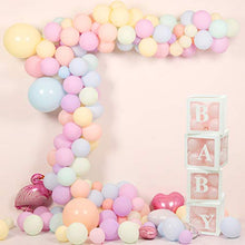 Load image into Gallery viewer, Wayfun Baby Shower Decorations Box Kit - 4Pcs White Transparent Square Baby Shower Boxes including BABY Letters for Girl Boy for Theme Party Supplies Decoration/Birthday/Baby Shower