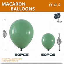 Load image into Gallery viewer, 100Pcs Sage Green Balloon Garland Arch Kit, Olive Green Balloons Retro Green Balloon for Wedding Birthday Balloons, Boys Girls Baby Shower Decorations,Jungle Safari Party Decoration 10" 50pcs 5" 50pcs
