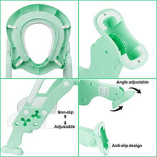 Load image into Gallery viewer, KEPLIN Toddler Toilet Training Seat Ladder with Sturdy Non-Slip Wide Step and Soft Cushion (Green)