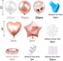 Load image into Gallery viewer, iZoeL Rose Gold Balloon Arch Garland Kit for Girl Woman Birthday Party Decoration with Tape Strips Tie Tools Flower Clips Latex Confetti Foil Star Balloon - Anniversary Celebration Supplies