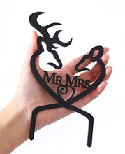 Load image into Gallery viewer, LOVENJOY Acrylic Buck and Doe Deer Wedding Cake Topper Black, Gift Boxed