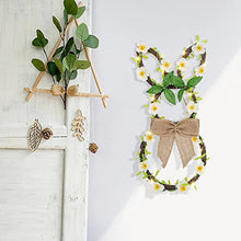 Load image into Gallery viewer, Vanthylit Easter Wreath 46cm Easter Bunny Wreath with Lights Battery Operated Rattan Spring Door Wreath with Linen Bow and Flower Vines for Window Wall Home Party Easter Decoration