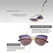 Load image into Gallery viewer, SUNGAIT Women’s Oversized Cat Eye Polarized Sunglasses Vintage UV Protection Sunglasses -SGT969 (Transparent Grey Frame/Purple Gradient Lens)