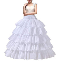 Load image into Gallery viewer, YULUOSHA Women's Crinoline Petticoat 4 Hoop Skirt 5 Ruffles Layers Ball Gown Half Slips Underskirt for Wedding Bridal Dress - White -