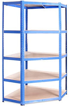 Load image into Gallery viewer, G-Rack Garage Corner Shelving Unit: 180 x 90 x 90 x 30 x 84 cm | Single bay, Blue 5 Tier Unit | 175kg Load Weight Per Tier (875kg Per Unit) | Home, Office, Garage or Business Use | 5 Year Warranty