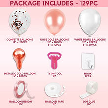 Load image into Gallery viewer, Rose Gold Balloon Arch Kit – 126 Pcs – Easy to Assemble Rose Gold, White, Metallic, and Confetti Balloon Garland Kit with Accessories – Rose Gold Birthday Decorations and New Year Decorations