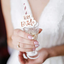 Load image into Gallery viewer, 24 x Team Bride Drinking Straws | Rose Gold Paper Straw | Hen Party Straws | Bridal Shower Paper Straws | Safe and Durable