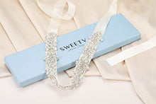 Load image into Gallery viewer, SWEETV Rhinestone Bridal Belt Wedding Dress Belt Crystal Applique for Bridesmaid Gown,Silver