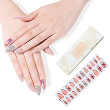 Load image into Gallery viewer, Press on Nails False Nails Fake Nails 24 Pcs Stiletto False Nails 3D Diamond Fake Nail Tip with Hologram False Nails