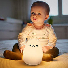 Load image into Gallery viewer, Children Night Light Kids Cat Lamp, Remote Control Dimmable Light with 16 RGB Colour and 4 Lighting Modes, USB Rechargeable Lamp for Baby & Toddlers