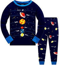 Load image into Gallery viewer, Boys Pyjamas Set 100% Cotton Planet Pjs Toddler Long Sleeve Sleepwear Kids Clothes 2 Piece Outfit Space T Shirt 6-7 Years