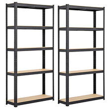 Load image into Gallery viewer, Yaheetech 2PCS Heavy Duty 5 Tier Garage Shelving Units Metal Storage Shelves Shed Utility Rack,180cm x 90cm x 30cm,175KG Per Shelf,Black