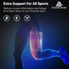 Load image into Gallery viewer, ActivRunner Thigh Compression Support Sleeve (2 per Pack), Breathable with Adjustable Non-Slip Strap for Hamstring and Quadricep Muscle Injury and Strain Recovery. Suitable for Men and Women (M)