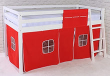 Load image into Gallery viewer, ALIDAM Mid Sleeper Cabin Bed Mid Sleeper Bed,Cabin Bed Mid Sleeper loft Bunk with Tent RED White Frame 2FT 6" Modern Children Bed Cabin Loft Bed
