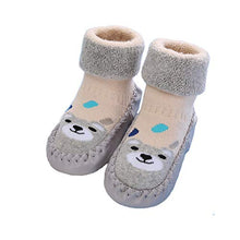 Load image into Gallery viewer, Gavena 2 Pairs of Baby Boy Slipper Socks Indoor Toddler Girls Slippers Combed Cotton Fluffy Newborn Boys Warm Soft Sole Anti-Slip Baby Kids Slip On Socks Shoes, Blue/Grey, 0-6 Months