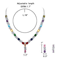 Load image into Gallery viewer, Clearine Women's Wedding Bridal Cubic Zirconia Infinity Y-Shape Necklace Dangle Earrings Set Multicolor Silver-Tone