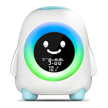 Load image into Gallery viewer, Cadrim Kids Alarm Clock Rise Kids Digital Alarm Clock Children's Sleep Trainer Wake Up 5 Colors 5 Optional Alarm Sounds Light Night Bedside Clock Temperature Boys Girls Teach Day Night Wake Up Light