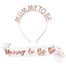 Load image into Gallery viewer, BETESSIN Mummy to Be Sash with Rhinestone Tiara Crown Headband Mum to Be for Baby Shower Party Decoration Party Gifts Accessories Decor Favour Party Supplies
