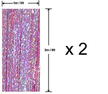 Load image into Gallery viewer, AILEXI 2 Pack Metallic Tinsel Curtains Foil Fringe Shimmer Streamers Curtain Door Window Decoration forParty Supplies 3ft*9ft - Laser Pink