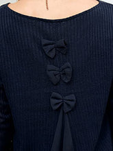 Load image into Gallery viewer, ZANZEA Women Jumper Knit Sweater Jumper Dress Long Tops Lace Hem Long Sleeve Tops Pullover Evening Party Bow Dress Navy 14