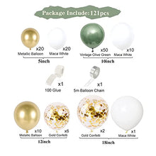 Load image into Gallery viewer, Balloon Garland Kit, 121pcs Balloon Arches Garland Set, Olive Green,White, Confetti Balloons and Gold Metallic Latex Balloons for Birthday Wedding Baby Shower Party Decoration(Green)