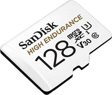 Load image into Gallery viewer, SanDisk HIGH ENDURANCE Video Monitoring for Dashcams & Home Monitoring 128 GB microSDXC Memory Card + SD Adaptor, Up to 100 MB/s read and 40 MB/s Write, Class 10, U3, V30, White