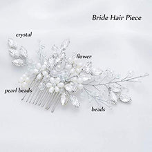 Load image into Gallery viewer, Edary Bride Wedding Hair Comb Silver Rhinestone Bridal Headpiece Pearl Bridal Hairclips Hair Accessories for Women and Girls