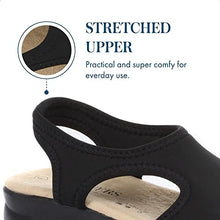 Load image into Gallery viewer, Pavers Slingback Sandals for Women - Wider D/E Fit, Anti-shock Insole, Wide Fit Stretch Shoes for Everyday Casual Wear - Flat Heel Ladies Sandals - Black Size 2 (35)