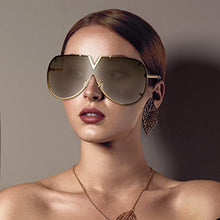 Load image into Gallery viewer, FANTESI Trendy Sunglasses for Men Women,V-Shaped Fashion Oversized Sunglasses UV400 Eyewear for Driving,City Walking,Outdoor Activites (gold)