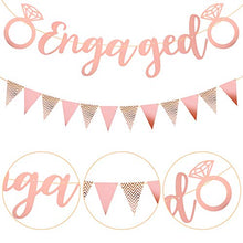 Load image into Gallery viewer, Fuyamp Engagement Banners Party Decoration Set, 2 Pcs Rose Gold Silver Engaged Bunting Ornaments Props for Wedding, Proposal Engagement Party