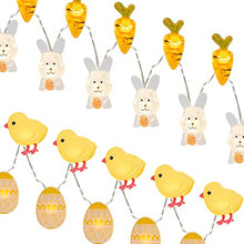 Load image into Gallery viewer, Vanthylit Set of 2 Easter Lights 3M 30 LED Easter Egg Chicken Bunny and Carrot Fairy Lights Batter Operated Decorative Lights for Bedroom Home Party Table Easter Decorations (Warm White)
