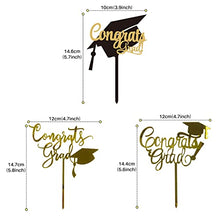 Load image into Gallery viewer, CHEERYMAGIC 3 Pcs Graduation Cake Toppers Set Acrylic Happy Graduation Cake topper 3 Big Graduation Party Decorations A2BYDGZS (A)