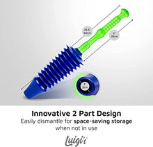 Load image into Gallery viewer, Luigi's - The World's Best Toilet Plunger | The Big, Blue & Green Unblocking Machine | Heavy Duty Unblocker with Unique Bellows Design | Clears & Unblocks All Toilets