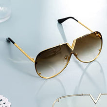 Load image into Gallery viewer, FANTESI Trendy Sunglasses for Men Women,V-Shaped Fashion Oversized Sunglasses UV400 Eyewear for Driving,City Walking,Outdoor Activites (gold)