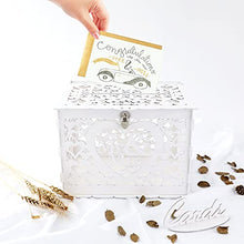 Load image into Gallery viewer, Benjia Wedding Gift Card Cards Money Post Box Holder, Rustic Large Wood Wooden Letter Envelop Boxes with Lock and Slot for Reception Anniversary Birthday Party Parties (Mr & Mrs, White)
