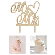 Load image into Gallery viewer, AILANDA Wedding Cake Topper Personalised Mr and Mrs Cake Toppers Retro Wooden Cake Topper with Heart Shape for Wedding Engagement Valentine Anniversaries Cake Decoration 5x5.7 Inches
